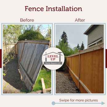 Level Up Home Repairs - fence installation before and after - Flooring Near Me Level Up Home Repairs - fence installation before and after - Flooring Near Me