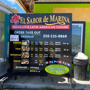 El sabor De Marina - Menu board. - Mexican Near Me - Oliver, British Columbia El sabor De Marina - Menu board. - Mexican Near Me - Oliver, British Columbia