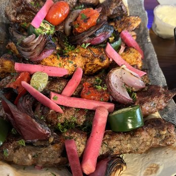 Mazra - Kebab family plate - Middle Eastern Near Me - San Bruno, California Mazra - Kebab family plate - Middle Eastern Near Me - San Bruno, California