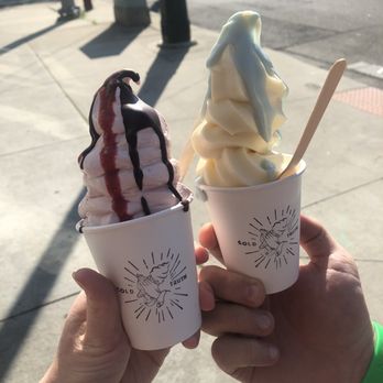 Cold Truth - Vegan cherry with chocolate drizzle and sweet cream with blue moon drizzle - Ice Cream & Frozen Yogurt Near Me - Detroit, Michigan Cold Truth - Vegan cherry with chocolate drizzle and sweet cream with blue moon drizzle - Ice Cream & Frozen Yogurt Near Me - Detroit, Michigan