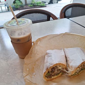 Ahra Cafe - Iced latte and steak and cheese sandwich - Sandwiches Near Me - Washington, DC, District of Columbia Ahra Cafe - Iced latte and steak and cheese sandwich - Sandwiches Near Me - Washington, DC, District of Columbia