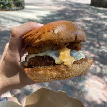 Grill 'Em All - 1/2 lb. Napalm Death Burger Combo (veggie pattie) - Burgers Near Me - Long Beach, California Grill 'Em All - 1/2 lb. Napalm Death Burger Combo (veggie pattie) - Burgers Near Me - Long Beach, California
