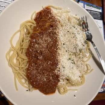 The Old Spaghetti Factory - Half meat sauce and half Mizithra Cheese & Browned Butter - Italian Near Me - San Diego, California The Old Spaghetti Factory - Half meat sauce and half Mizithra Cheese & Browned Butter - Italian Near Me - San Diego, California