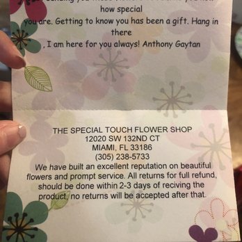 The Special Touch Flowershop - Card - Florists Near Me - Miami, Florida