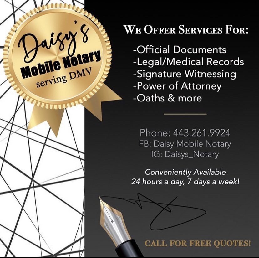 DAISY MOBILE NOTARY Updated August 2024 Brooklyn Park, Maryland