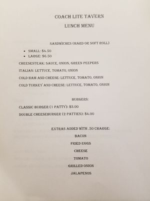 Menu photo 3 Coach Lite Tavern Reading, PA