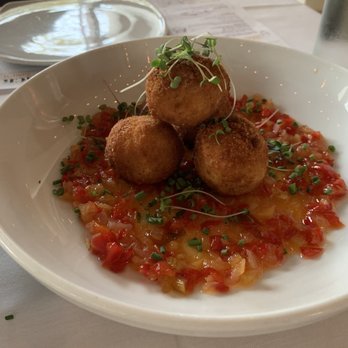Haven Restaurant and Bar - Cheddar grit fritters with pepper jelly - Southern Near Me - Atlanta, Georgia