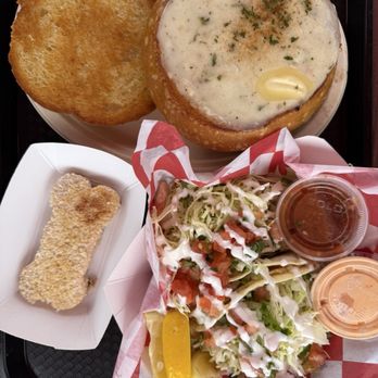 Giovanni's Fish Market - 2 Piece Fish Taco Sourdough Bread Bowl - Seafood Near Me - Morro Bay, California