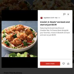 Applebee's Grill + Bar - This is how the deceptive advertising appears at Applebees!