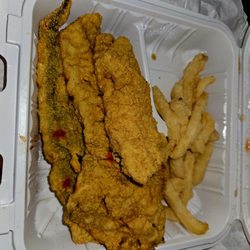 JJ Fish & Chicken - Snapper and Whiting combo with fries.