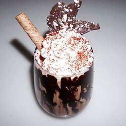 Espresso Amore Mio - Mocha! Topped with home made chocolate abstract and delights