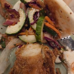 Crispy Chicken Bao Bun. Good without the "HARD", crispy chicken.