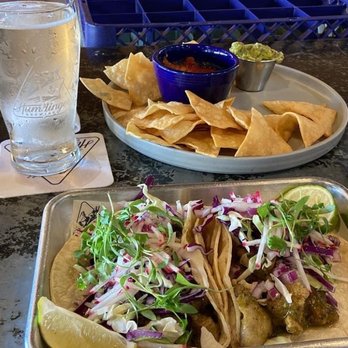 Humdinger Brewing - 2 Pork Belly Carnitas Taco Chips, Pico De Gallo and Guacamole. - New American Near Me - Arroyo Grande, California