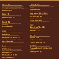 Sababa Menu