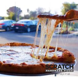 Scratch Pizza - cheese pull
