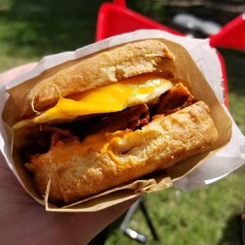Bird Bird Biscuit - Bacon egg and cheese with chipotle aioli. Love how they crumble the bacon so it's in every bite. Well played. - Breakfast & Brunch Near Me - Austin, Texas
