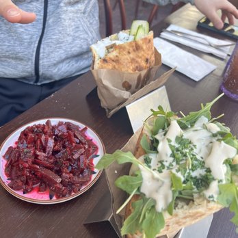 Mimi's Brooklyn - Bronzino pita and Beet Salad - Mediterranean Near Me - Brooklyn, New York Mimi's Brooklyn - Bronzino pita and Beet Salad - Mediterranean Near Me - Brooklyn, New York