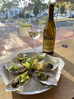 Photo of Blue Ocean Robata & Sushi Bar - Carlsbad, CA, US. Our Monterey County Chardonnay paired with our Pacific Chilled Oysters