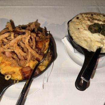 Island Prime - Pork Belly Mac and cheese topped with crispy onion and cream of corn - Seafood Near Me - San Diego, California Island Prime - Pork Belly Mac and cheese topped with crispy onion and cream of corn - Seafood Near Me - San Diego, California