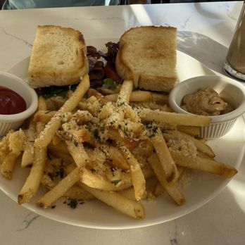 Violet - B.L.T.A. with garlic Parmesan fries. Delicious! - Breakfast & Brunch Near Me - Salt Lake City, Utah Violet - B.L.T.A. with garlic Parmesan fries. Delicious! - Breakfast & Brunch Near Me - Salt Lake City, Utah