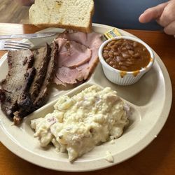 The Fillin Station - Brisket and ham, potato salad and baked beans