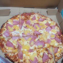 Domino's Pizza - Ham and pineapple pizza thin crust.
