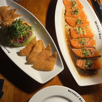 Beverly Bar - tuna tartar and salmon crudo - Wine Bars Near Me - Beverly Hills, California