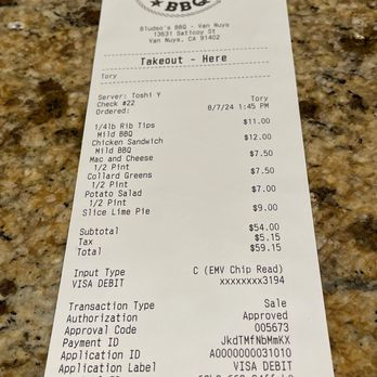 Bludso's BBQ - Expensive bill - Barbeque Near Me - Panorama City, California