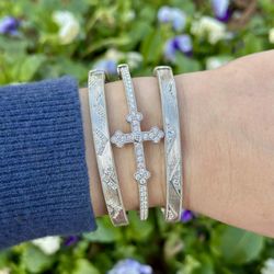 Bromberg's & - JudeFrances white gold, sterling silver, and diamond bracelet stack.