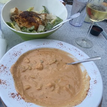 Sand On the Beach - Caesar with blackened mahi, lobster bisque and Pinot Grigio. Delightful! - American Near Me - Melbourne Beach, Florida Sand On the Beach - Caesar with blackened mahi, lobster bisque and Pinot Grigio. Delightful! - American Near Me - Melbourne Beach, Florida