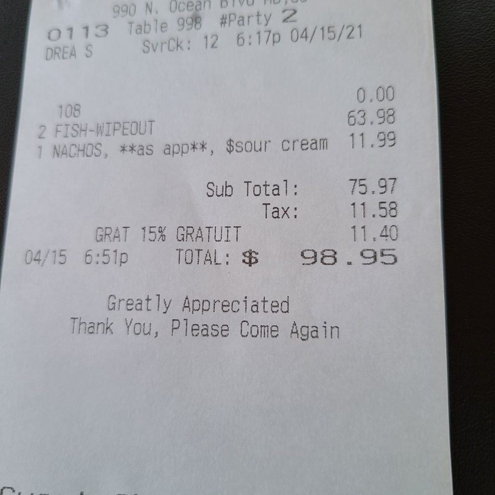 Moe Moons - It's a joke two mix drinks and a nacho app.  For 100 bucks really . - New American Near Me - Myrtle Beach, South Carolina