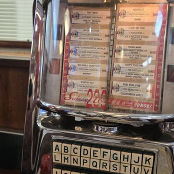 Silver Diner - Classic jukebox on the tables.  Music can be heard throughout the restaurant. - New American Near Me - Frederick, Maryland