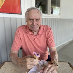 Brenda’s Ice Cream - My dad enjoying his cone! Serene countryside spot to enjoy a cone.