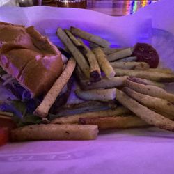 Aspen Lodge Bar & Grill - Burger and fries.