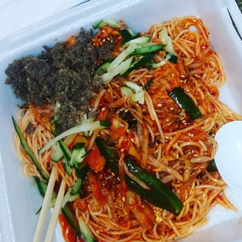 Palama Supermarket - Bimbimgooksoo. Unlike other places that only give you noodles with a bit of sauce, here they even give you lots of veggies and bulgogi too! - International Grocery Near Me - Honolulu, Hawaii