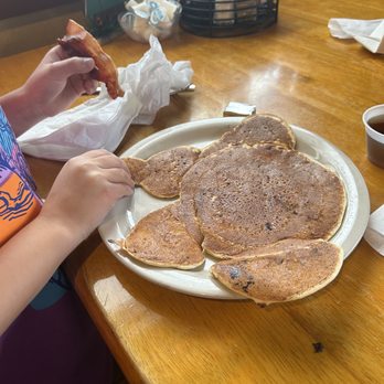 Dusty Boots Motel & Cafe - Kids meal, bear paw pancake with bacon. - Cafes Near Me - Cloudcroft, New Mexico