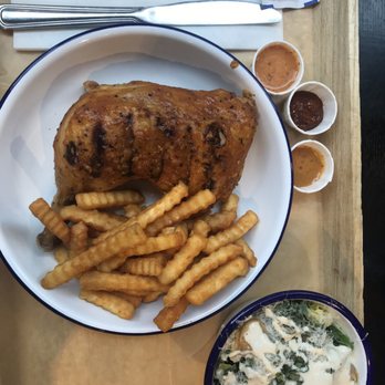 Brine - Quarter 1/4 Signature Chicken Thigh, Honey Roasted Garlic Caesar Mini Salad, French Fries - Chicken Shop Near Me - New York, New York Brine - Quarter 1/4 Signature Chicken Thigh, Honey Roasted Garlic Caesar Mini Salad, French Fries - Chicken Shop Near Me - New York, New York