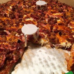 Swan Pizza - Meat Lovers with ground beef on top.