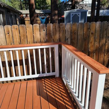 SC Home Repair - Deck restoration, solid stain, handrails prepped and painted as well as new redwood handrail caps. - Carpenters Near Me SC Home Repair - Deck restoration, solid stain, handrails prepped and painted as well as new redwood handrail caps. - Carpenters Near Me