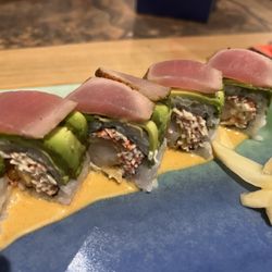Great Tempura Shrimp Roll with Tuna on top!!! Yummy!!