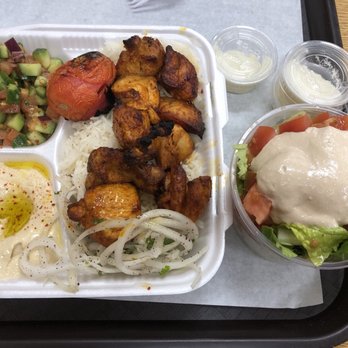 Zankou Chicken - Double serving of chicken kabob and tahini salad. - Mediterranean Near Me - Anaheim, California Zankou Chicken - Double serving of chicken kabob and tahini salad. - Mediterranean Near Me - Anaheim, California