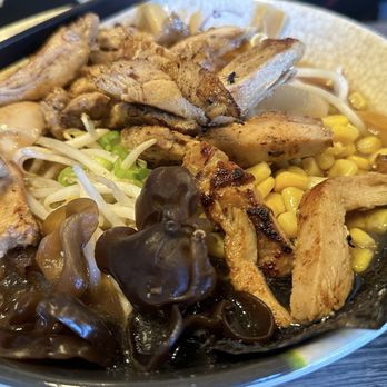 Yummy House - Chicken Ramen Garlic chicken, kikurage, boiled egg, bamboo shoots, green onion, sprouts, corn - Sushi Bars Near Me - San Pablo, California Yummy House - Chicken Ramen Garlic chicken, kikurage, boiled egg, bamboo shoots, green onion, sprouts, corn - Sushi Bars Near Me - San Pablo, California