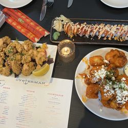The Oysterman - Fried oysters, Buffalo cauliflower, sushi order.