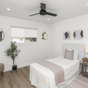 Spark Designs - Small bedroom with wall decore. - Interior Design Near Me Spark Designs - Small bedroom with wall decore. - Interior Design Near Me