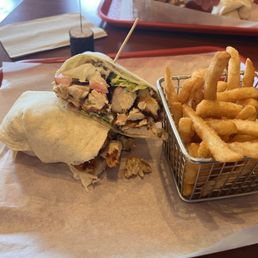 The Dre wrap with fries The Dre wrap with fries