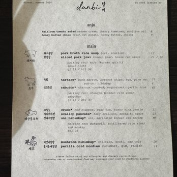Danbi - Menu 8/17/24 - Korean Near Me - Los Angeles, California