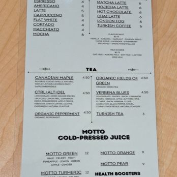 Motto - Drinks Menu - Breakfast & Brunch Near Me - Toronto, Ontario