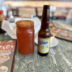 Mariscos Los Arcos - Michelada along with a very ice cold Victoria Beer