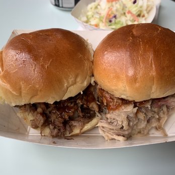 SA BBQ - Brisket and pulled pork sliders with the sole slaw on the side - Barbeque Near Me - Albuquerque, New Mexico