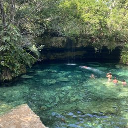 Cenote 3 has a little waterfall